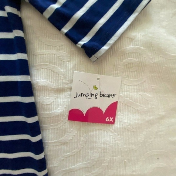 Jumping Beans Girls Blue Striped Pocket Dress 6X - Picture 6 of 7